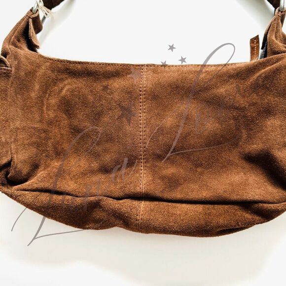 FREE PEOPLE Siren Suede Shoulder/Crossbody Bag In Coconut Shell NWT - Picture 6 of 9